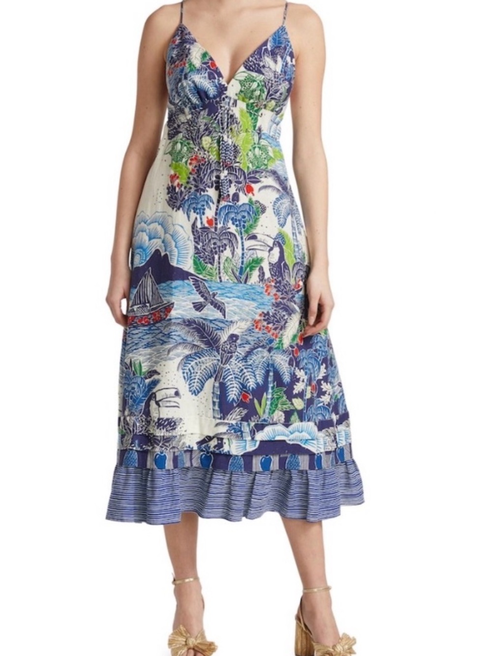 Farm Rio Graphic Rio Midi Dress Size XS